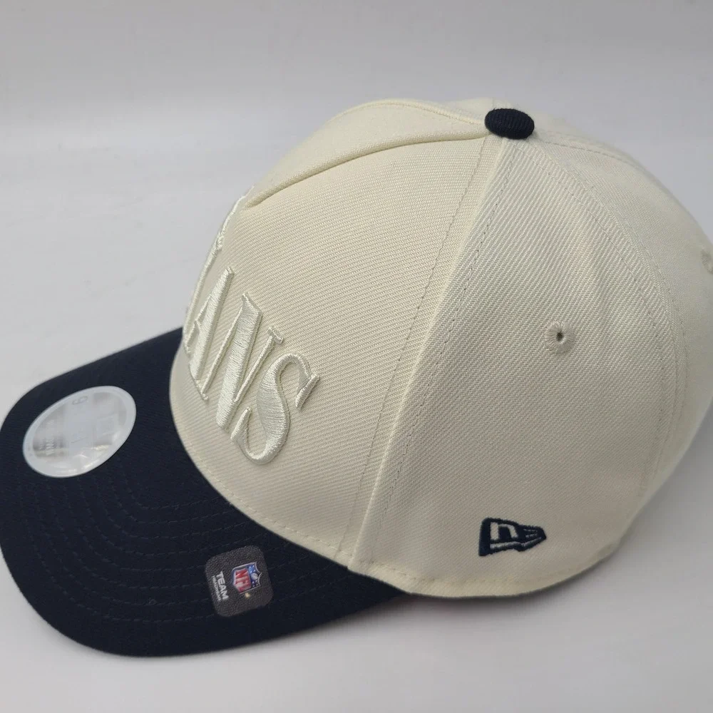 Women Houston Texans Hat Snapback New Era 9Forty Cream Blue NFL Football M-Crown